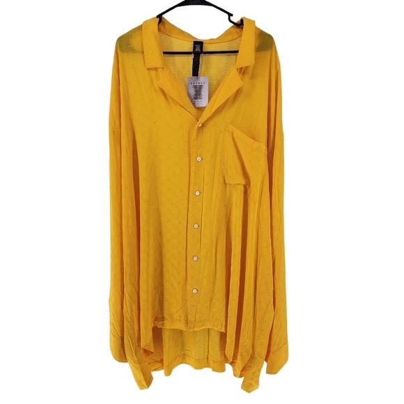 Savage X Fenty Men's Yellow Honeycomb Monogram Voile Sleep Shirt - XXXL - Picture 2 of 6